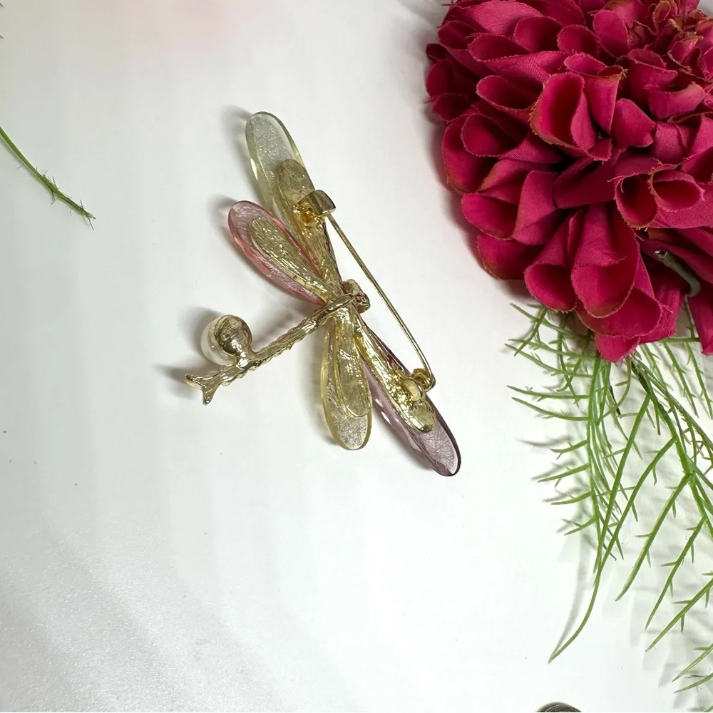 NEW⚜️Real Pearl Glass Dragonfly Brooch & Pendant - Picture 4 of 7